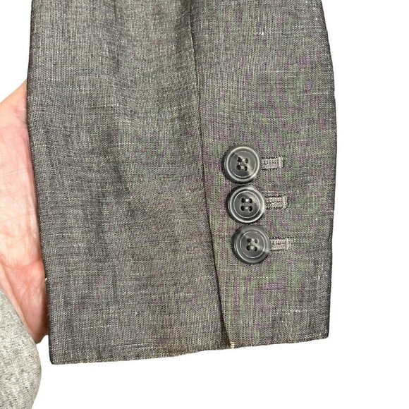 Ann Taylor LOFT - Womens Blazer Size 2 Linen Blend Gray, Button Front Classic #B - Picture 3 of 5